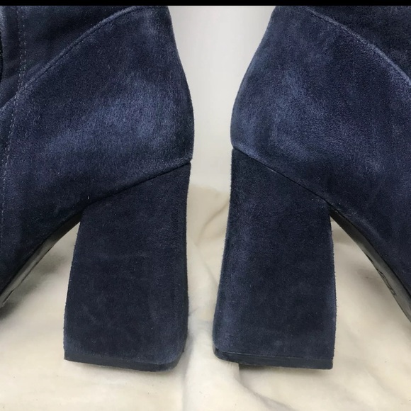 Tory Burch Addison Blue Suede Tall Boots Womens size 8M Royal Navy #44914 Zip Up - Picture 9 of 14